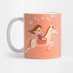 Happy Girl On Magical Horse Carousel Mug